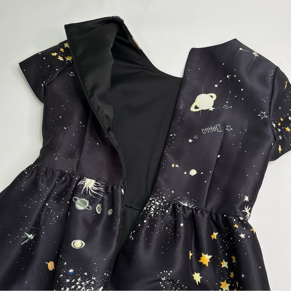 LIMITED EDITION Valentino Spa Cosmo Astrology Planet Star Space Navy ALine Dress - Picture 11 of 17